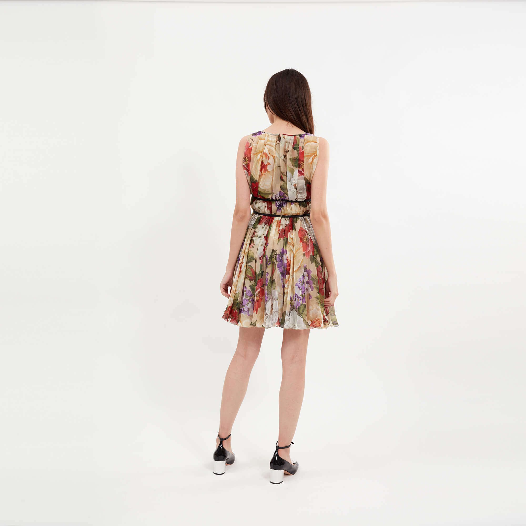 Dolce&Gabbana - Multicolour Silk Floral Print Ruffle Dress